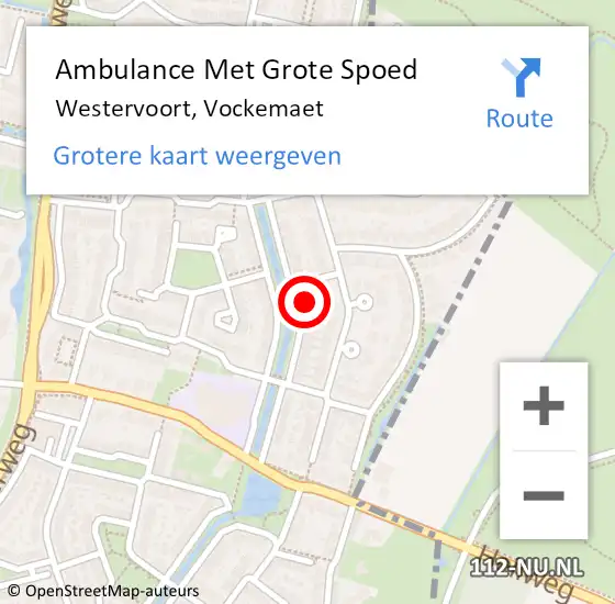 Locatie op kaart van de 112 melding: Ambulance Met Grote Spoed Naar Westervoort, Vockemaet op 20 juni 2022 04:11