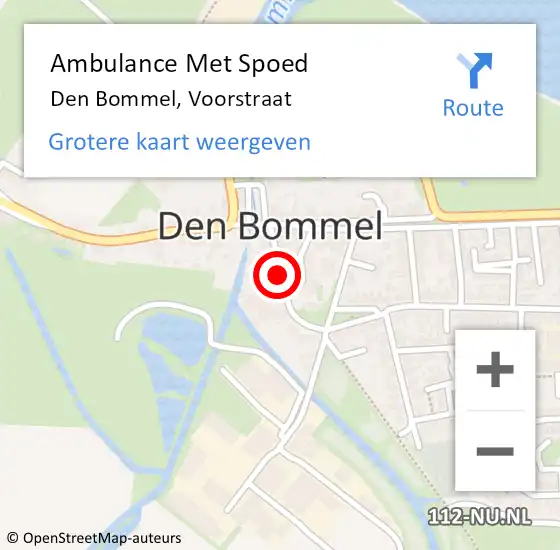 Locatie op kaart van de 112 melding: Ambulance Met Spoed Naar Den Bommel, Voorstraat op 20 juni 2022 05:24