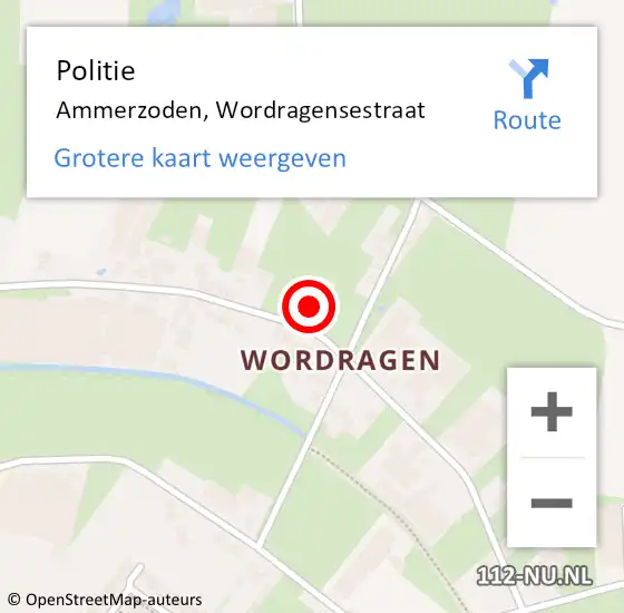 Locatie op kaart van de 112 melding: Politie Ammerzoden, Wordragensestraat op 20 juni 2022 06:48