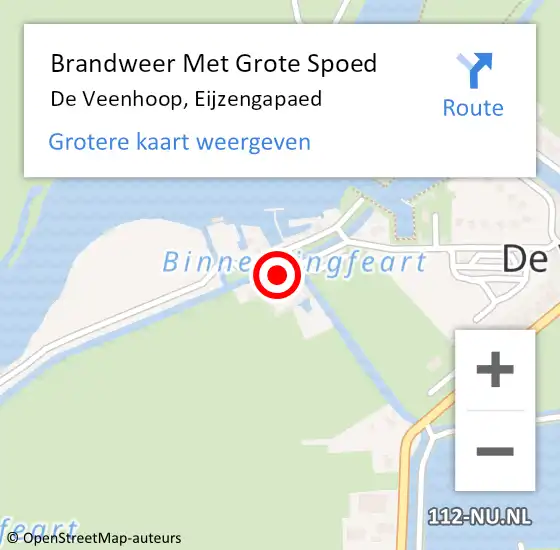Locatie op kaart van de 112 melding: Brandweer Met Grote Spoed Naar De Veenhoop, Eijzengapaed op 20 juli 2014 19:07