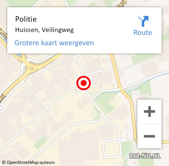 Locatie op kaart van de 112 melding: Politie Huissen, Veilingweg op 20 juni 2022 07:22