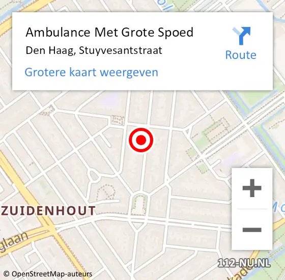 Locatie op kaart van de 112 melding: Ambulance Met Grote Spoed Naar Den Haag, Stuyvesantstraat op 20 juni 2022 08:00