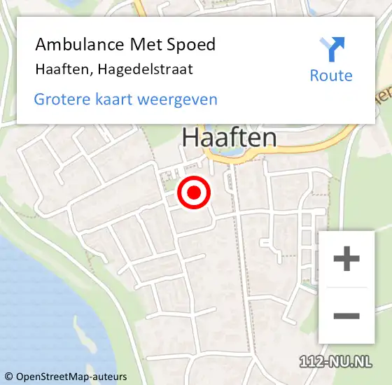 Locatie op kaart van de 112 melding: Ambulance Met Spoed Naar Haaften, Hagedelstraat op 20 juni 2022 08:27