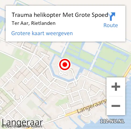 Locatie op kaart van de 112 melding: Trauma helikopter Met Grote Spoed Naar Ter Aar, Rietlanden op 20 juni 2022 08:44
