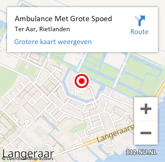 Locatie op kaart van de 112 melding: Ambulance Met Grote Spoed Naar Ter Aar, Rietlanden op 20 juni 2022 08:45