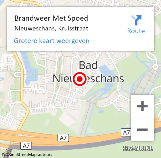 Locatie op kaart van de 112 melding: Brandweer Met Spoed Naar Nieuweschans, Kruisstraat op 20 juni 2022 08:50