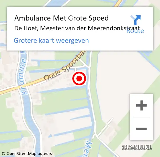 Locatie op kaart van de 112 melding: Ambulance Met Grote Spoed Naar De Hoef, Meester van der Meerendonkstraat op 20 juni 2022 09:02