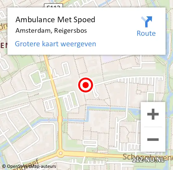Locatie op kaart van de 112 melding: Ambulance Met Spoed Naar Amsterdam-Zuidoost, Reigersbos op 20 juni 2022 09:15