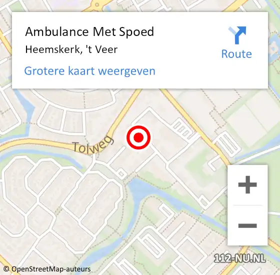 Locatie op kaart van de 112 melding: Ambulance Met Spoed Naar Heemskerk, 't Veer op 20 juni 2022 09:55