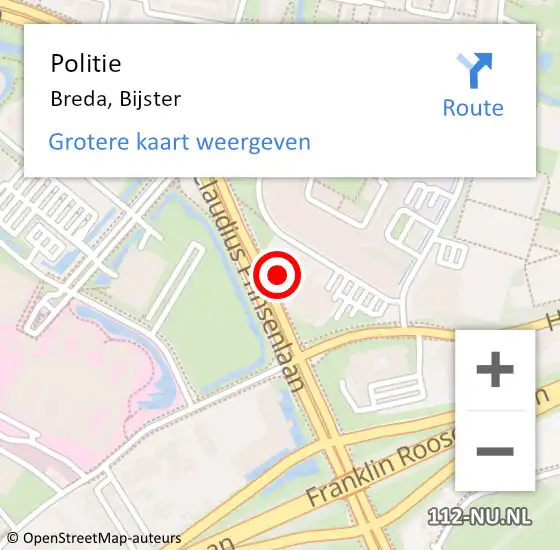 Locatie op kaart van de 112 melding: Politie Breda, Bijster op 20 juni 2022 09:59