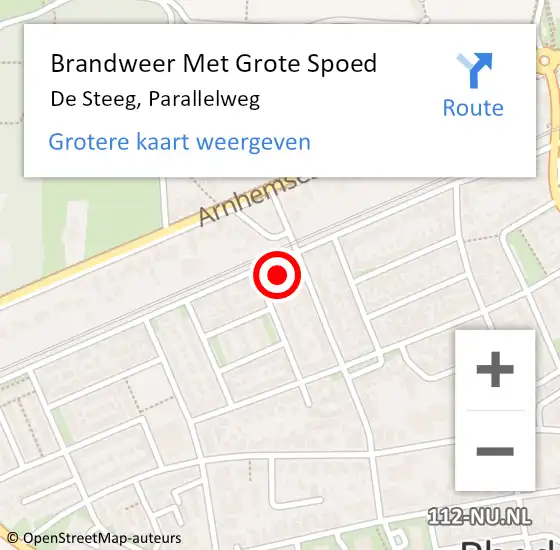 Locatie op kaart van de 112 melding: Brandweer Met Grote Spoed Naar De Steeg, Parallelweg op 20 juni 2022 09:59