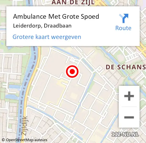 Locatie op kaart van de 112 melding: Ambulance Met Grote Spoed Naar Leiderdorp, Draadbaan op 20 juni 2022 10:07