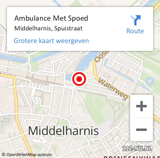 Locatie op kaart van de 112 melding: Ambulance Met Spoed Naar Middelharnis, Spuistraat op 20 juni 2022 10:09