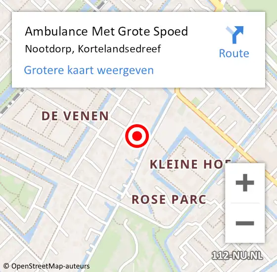 Locatie op kaart van de 112 melding: Ambulance Met Grote Spoed Naar Nootdorp, Kortelandsedreef op 20 juli 2014 19:29