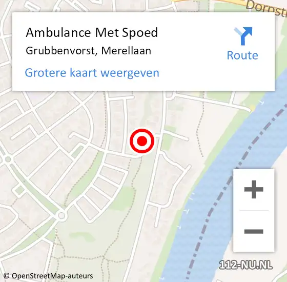 Locatie op kaart van de 112 melding: Ambulance Met Spoed Naar Grubbenvorst, Merellaan op 20 juli 2014 19:33