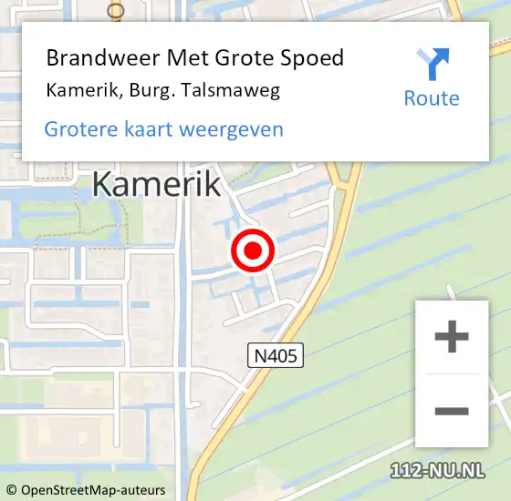 Locatie op kaart van de 112 melding: Brandweer Met Grote Spoed Naar Kamerik, Burg. Talsmaweg op 20 juni 2022 10:55