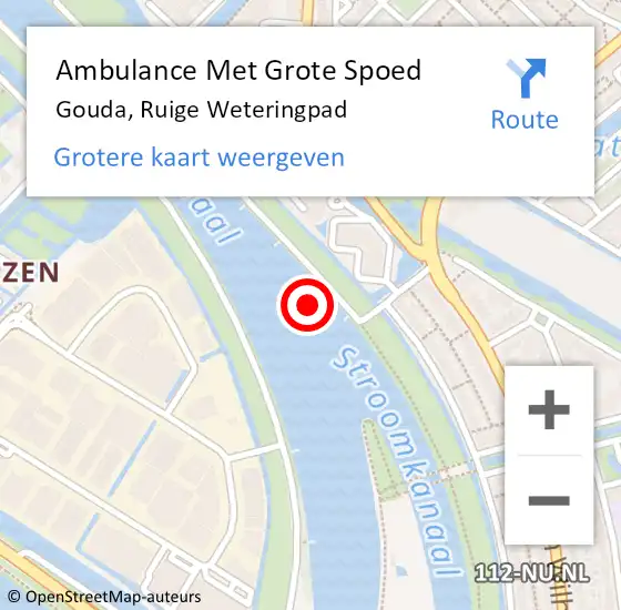 Locatie op kaart van de 112 melding: Ambulance Met Grote Spoed Naar Gouda, Ruige Weteringpad op 20 juni 2022 10:58