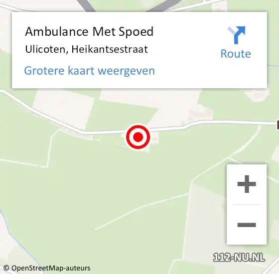 Locatie op kaart van de 112 melding: Ambulance Met Spoed Naar Ulicoten, Heikantsestraat op 20 juli 2014 19:34