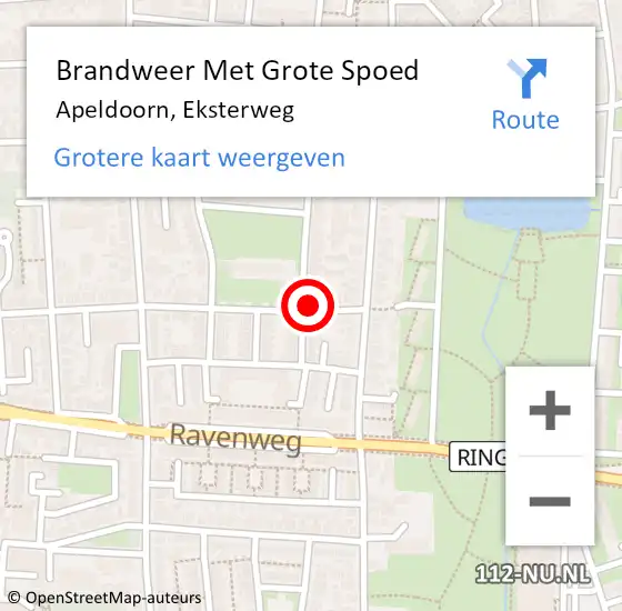 Locatie op kaart van de 112 melding: Brandweer Met Grote Spoed Naar Apeldoorn, Eksterweg op 20 juni 2022 11:10