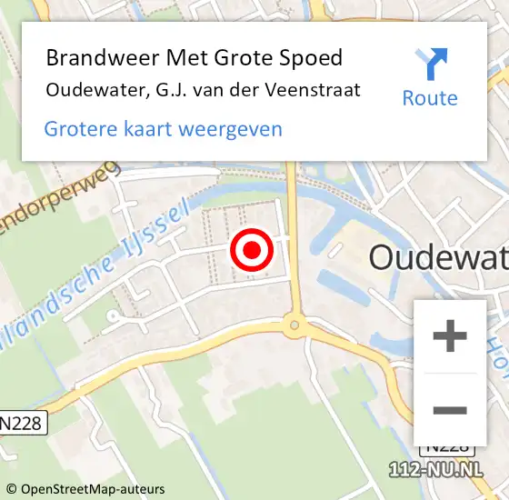 Locatie op kaart van de 112 melding: Brandweer Met Grote Spoed Naar Oudewater, G.J. van der Veenstraat op 20 juni 2022 11:19