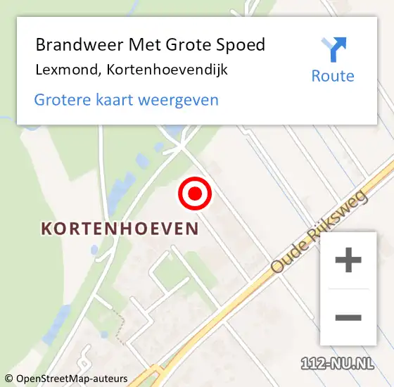 Locatie op kaart van de 112 melding: Brandweer Met Grote Spoed Naar Lexmond, Kortenhoevendijk op 20 juni 2022 11:36