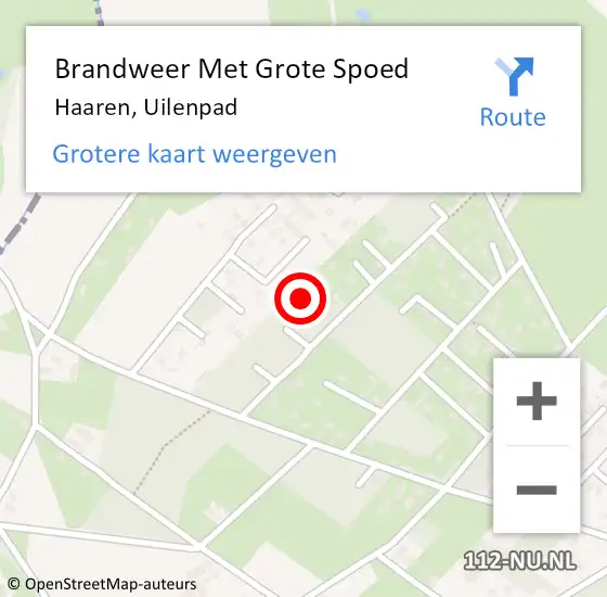 Locatie op kaart van de 112 melding: Brandweer Met Grote Spoed Naar Haaren, Uilenpad op 20 juni 2022 11:42