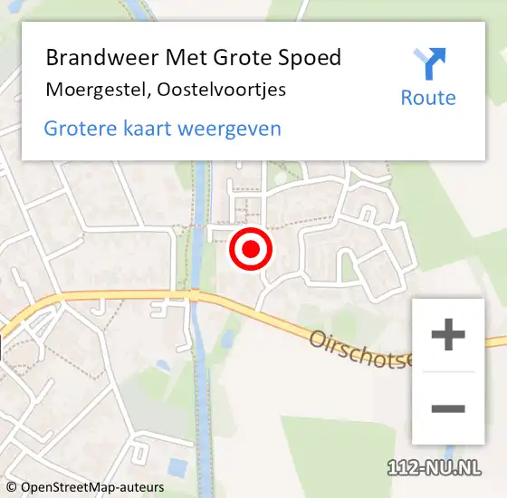 Locatie op kaart van de 112 melding: Brandweer Met Grote Spoed Naar Moergestel, Oostelvoortjes op 20 juni 2022 11:43