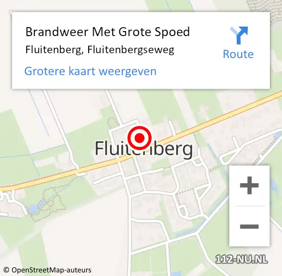 Locatie op kaart van de 112 melding: Brandweer Met Grote Spoed Naar Fluitenberg, Fluitenbergseweg op 20 juni 2022 11:53