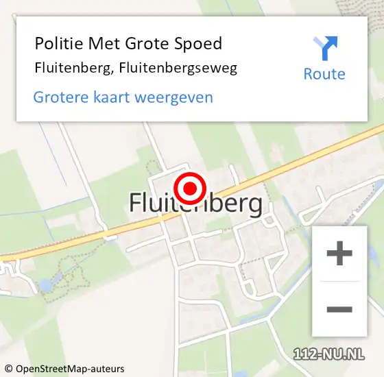 Locatie op kaart van de 112 melding: Politie Met Grote Spoed Naar Fluitenberg, Fluitenbergseweg op 20 juni 2022 11:53
