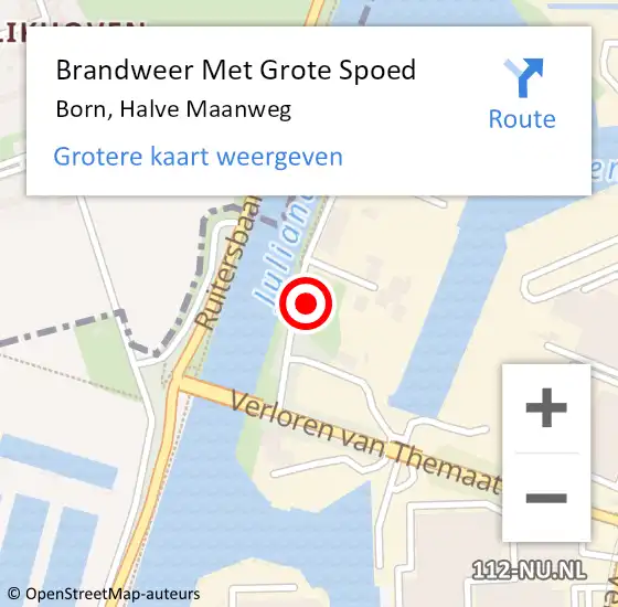 Locatie op kaart van de 112 melding: Brandweer Met Grote Spoed Naar Born, Halve Maanweg op 20 juni 2022 12:15