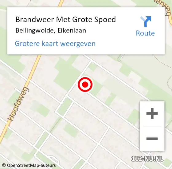 Locatie op kaart van de 112 melding: Brandweer Met Grote Spoed Naar Bellingwolde, Eikenlaan op 20 juli 2014 19:46