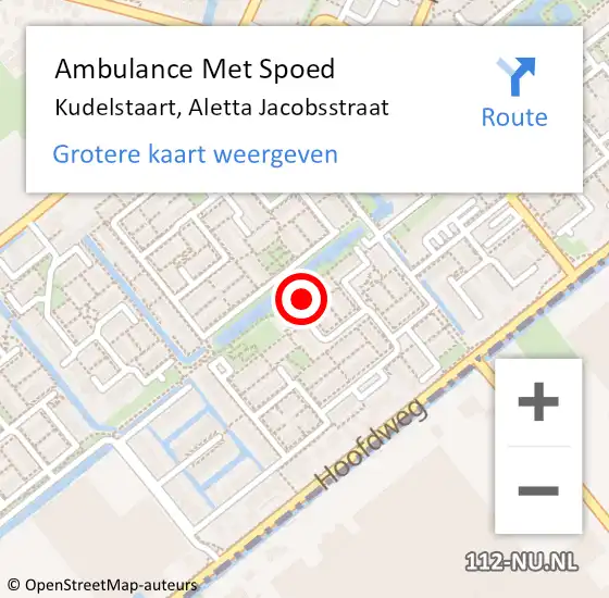 Locatie op kaart van de 112 melding: Ambulance Met Spoed Naar Kudelstaart, Aletta Jacobsstraat op 20 juni 2022 12:29