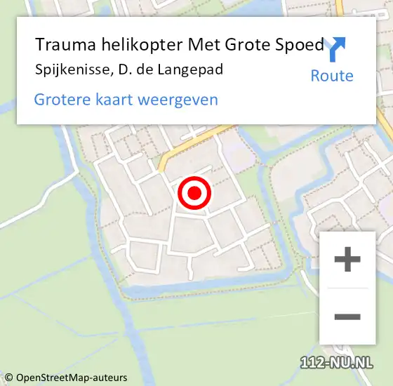 Locatie op kaart van de 112 melding: Trauma helikopter Met Grote Spoed Naar Spijkenisse, D. de Langepad op 20 juni 2022 12:37