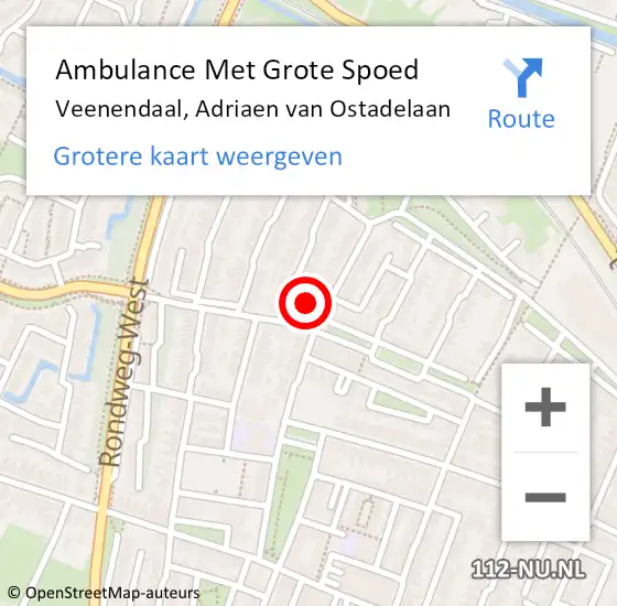 Locatie op kaart van de 112 melding: Ambulance Met Grote Spoed Naar Veenendaal, Adriaen van Ostadelaan op 20 juni 2022 13:07