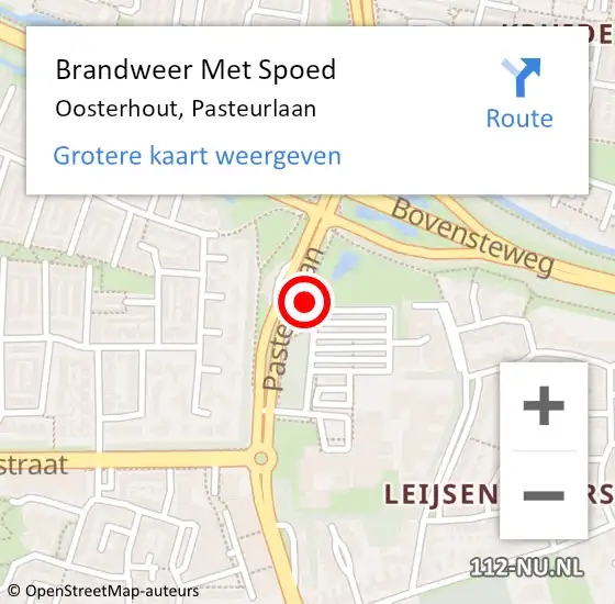 Locatie op kaart van de 112 melding: Brandweer Met Spoed Naar Oosterhout, Pasteurlaan op 20 juni 2022 13:20