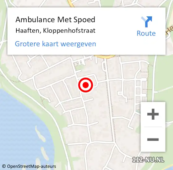 Locatie op kaart van de 112 melding: Ambulance Met Spoed Naar Haaften, Kloppenhofstraat op 20 juli 2014 19:56