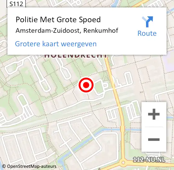 Locatie op kaart van de 112 melding: Politie Met Grote Spoed Naar Amsterdam-Zuidoost, Renkumhof op 20 juni 2022 13:33