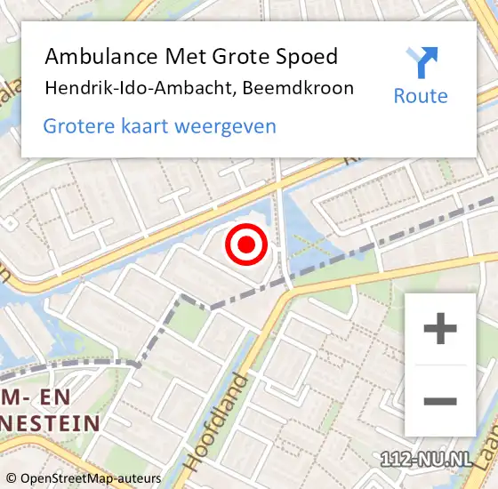 Locatie op kaart van de 112 melding: Ambulance Met Grote Spoed Naar Hendrik-Ido-Ambacht, Beemdkroon op 20 juni 2022 13:47