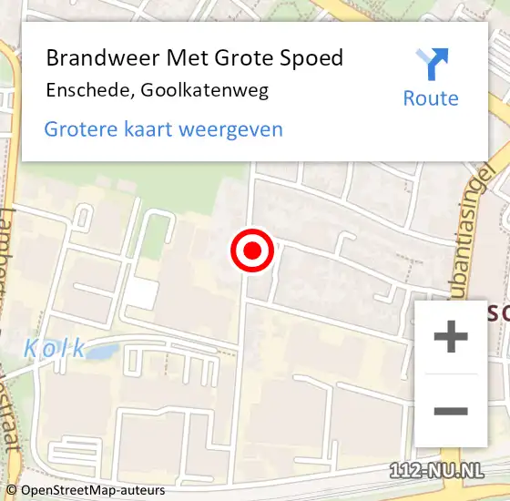 Locatie op kaart van de 112 melding: Brandweer Met Grote Spoed Naar Enschede, Goolkatenweg op 20 juni 2022 13:47