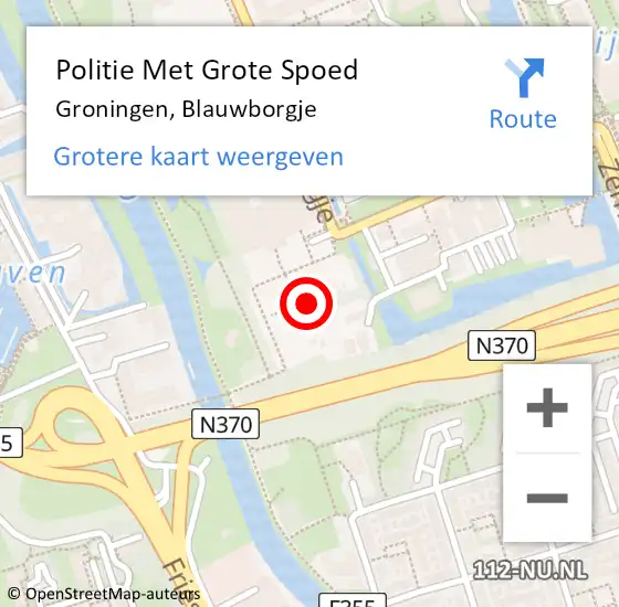 Locatie op kaart van de 112 melding: Politie Met Grote Spoed Naar Groningen, Blauwborgje op 20 juni 2022 13:54