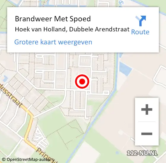 Locatie op kaart van de 112 melding: Brandweer Met Spoed Naar Hoek van Holland, Dubbele Arendstraat op 20 juni 2022 13:55