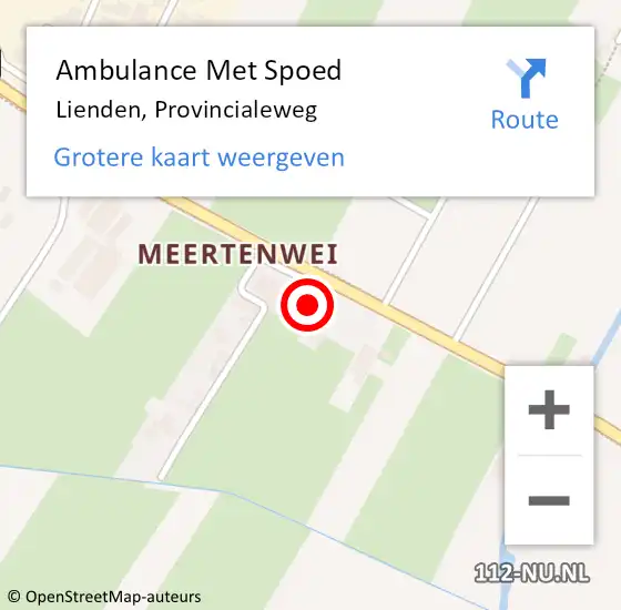 Locatie op kaart van de 112 melding: Ambulance Met Spoed Naar Lienden, Provincialeweg op 20 juni 2022 14:01