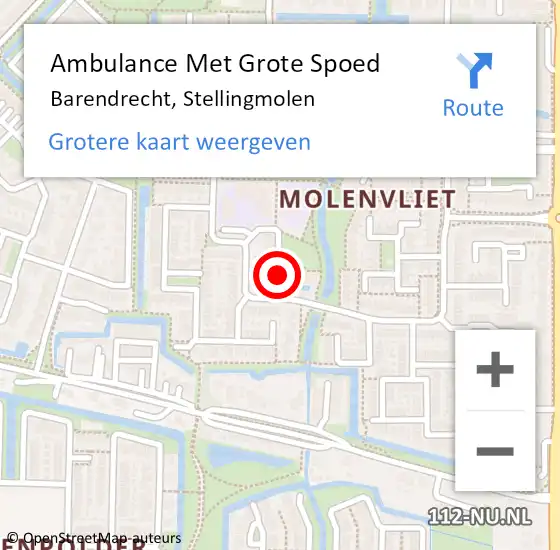 Locatie op kaart van de 112 melding: Ambulance Met Grote Spoed Naar Barendrecht, Stellingmolen op 20 juni 2022 14:11