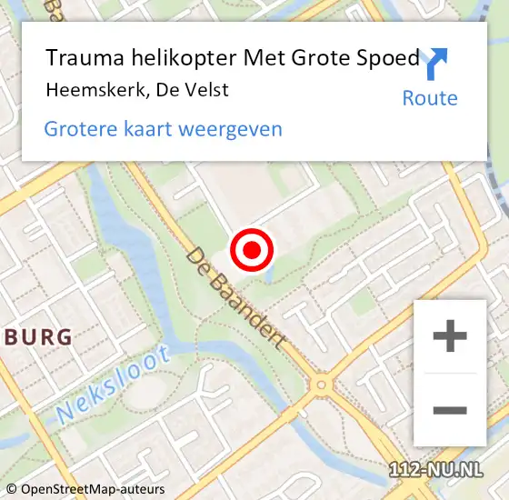 Locatie op kaart van de 112 melding: Trauma helikopter Met Grote Spoed Naar Heemskerk, De Velst op 20 juni 2022 14:17