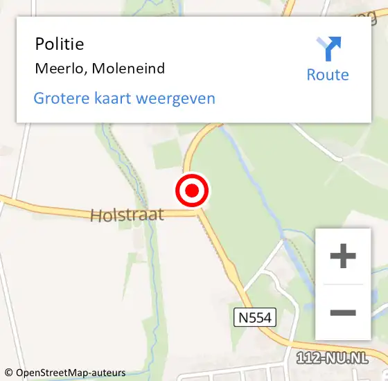 Locatie op kaart van de 112 melding: Politie Meerlo, Moleneind op 20 juni 2022 14:18