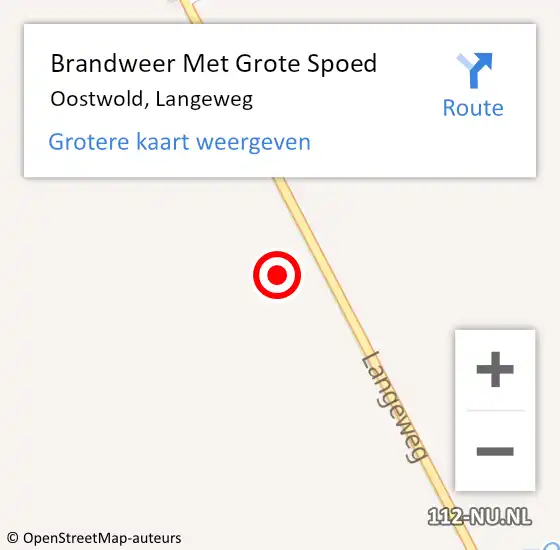 Locatie op kaart van de 112 melding: Brandweer Met Grote Spoed Naar Oostwold, Langeweg op 20 juni 2022 14:38