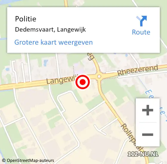 Locatie op kaart van de 112 melding: Politie Dedemsvaart, Langewijk op 20 juni 2022 14:42