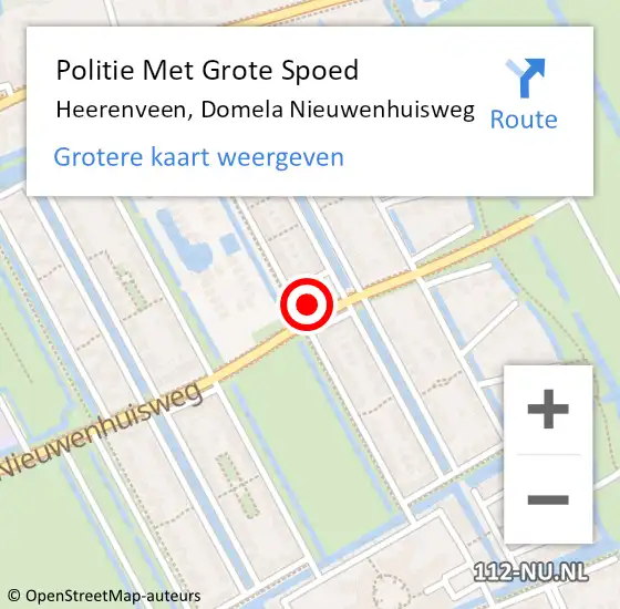 Locatie op kaart van de 112 melding: Politie Met Grote Spoed Naar Heerenveen, Domela Nieuwenhuisweg op 20 juni 2022 15:05