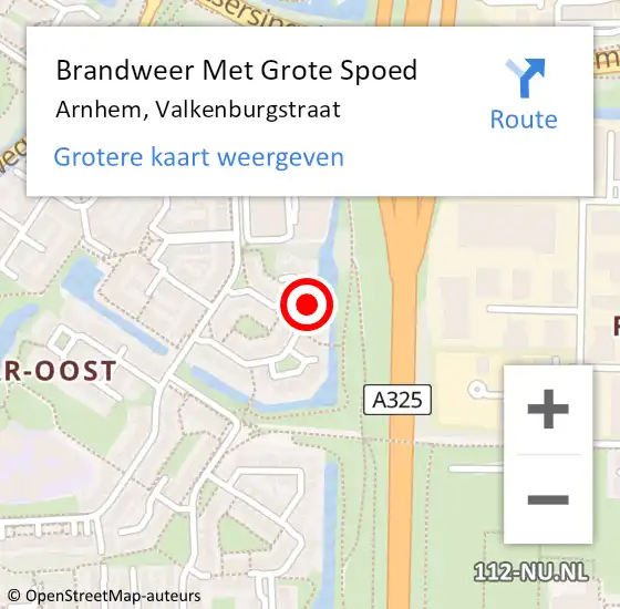 Locatie op kaart van de 112 melding: Brandweer Met Grote Spoed Naar Arnhem, Valkenburgstraat op 20 juni 2022 15:06
