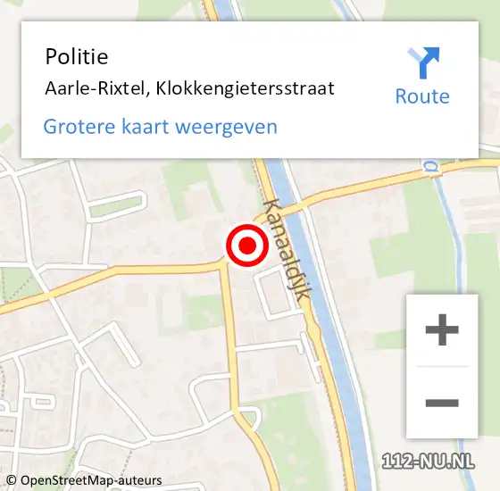 Locatie op kaart van de 112 melding: Politie Aarle-Rixtel, Klokkengietersstraat op 20 juni 2022 15:15